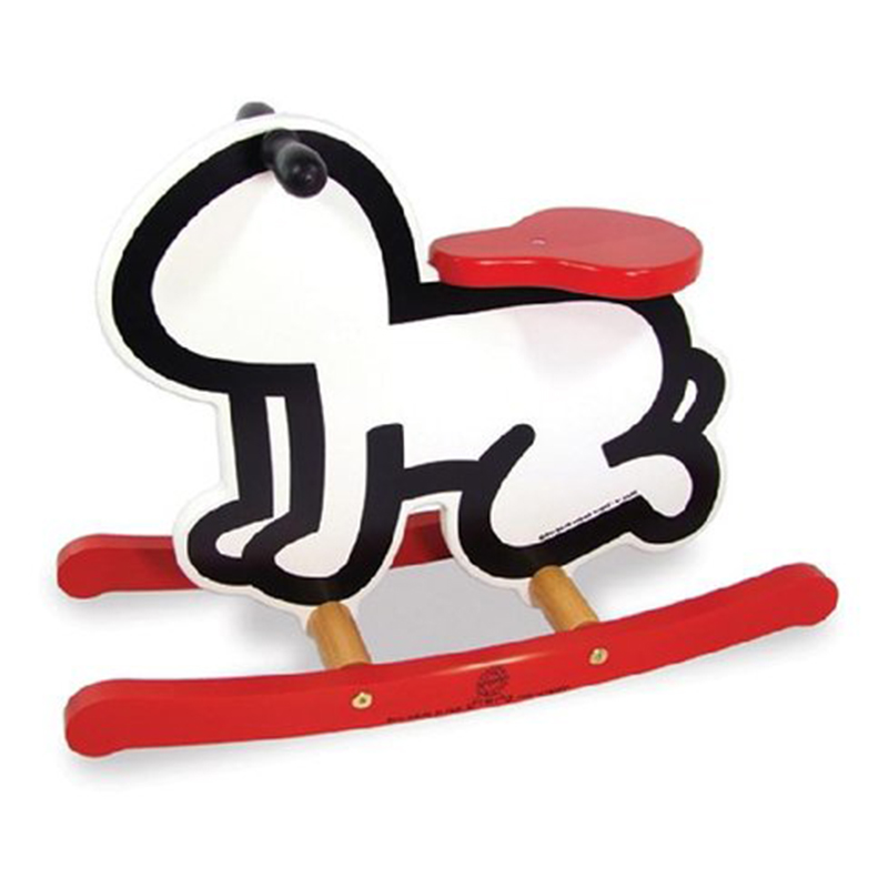 Детская деревянная качалка VILAC KEITH HARING ROCKER BABY TOY-WHITE Красный Черный Белый в Краснодаре | Loft Concept 