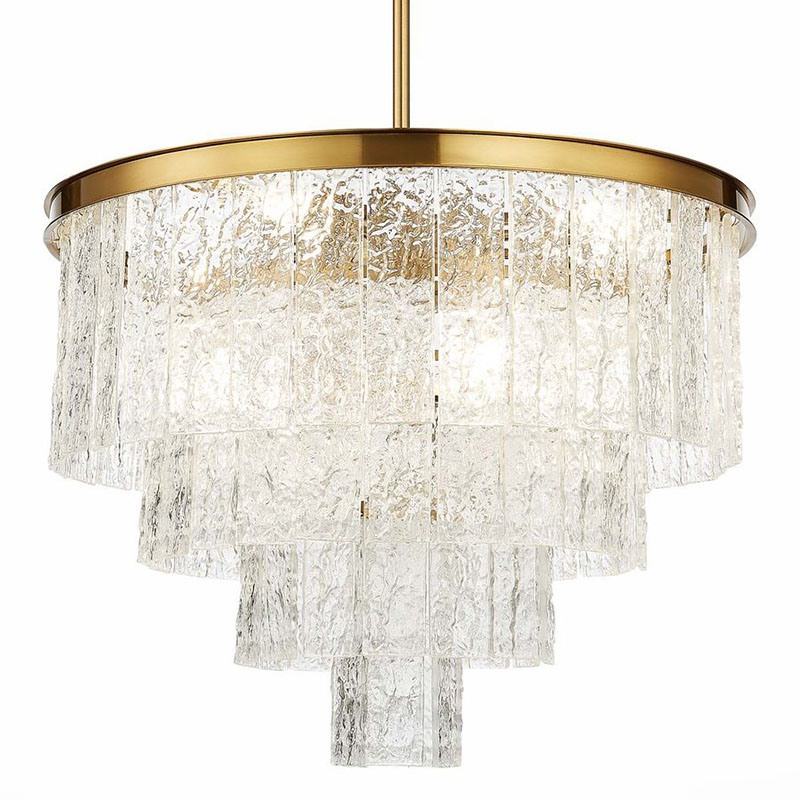 Люстра Renea Textured Glass Chandelier Brass D60 Латунь Прозрачное Стекло в Краснодаре | Loft Concept 