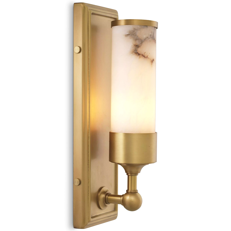 Бра Eichholtz Wall Lamp Valentine Alabaster Бежевый Белый Мрамор Bianco Латунь в Краснодаре | Loft Concept 