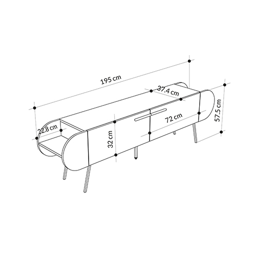 ТВ-тумба серая с 2-мя откидными дверцами и 2-мя открытыми полками CAPSULE TV STAND RETRO GREY в Краснодаре