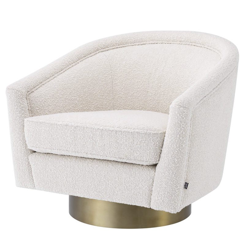 Кресло Eichholtz Swivel Chair Catene Boucle cream Кремовый матовое золото в Краснодаре | Loft Concept 