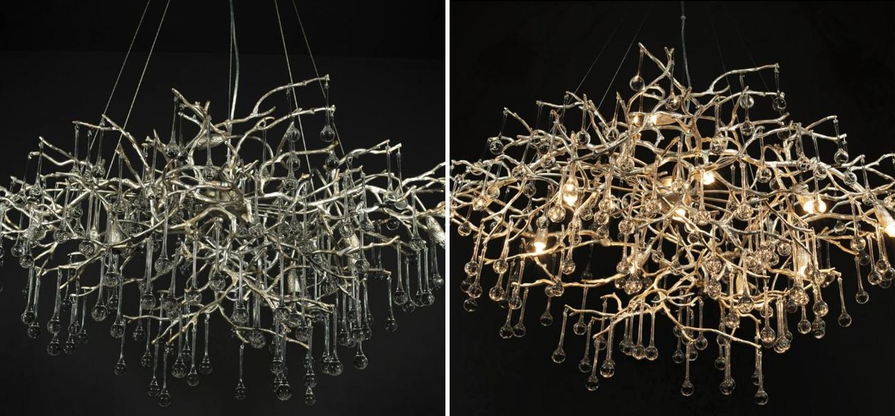 Люстра Crystal Drops Silver 125 см - фото №1