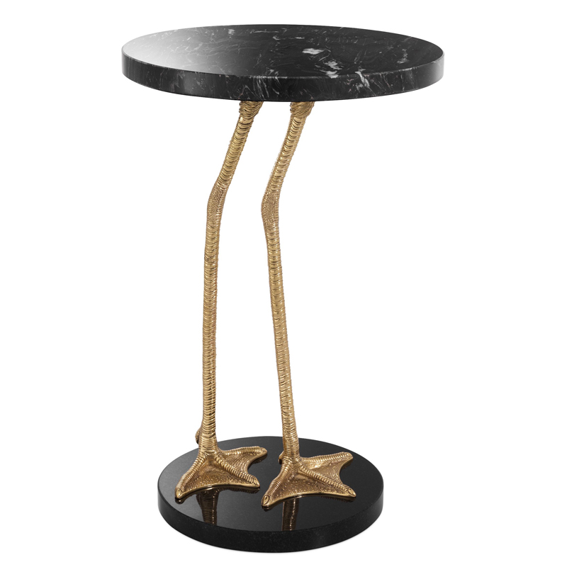 Приставной стол Eichholtz Side Table Lagoon Латунь Черный Мрамор Nero Черный в Краснодаре | Loft Concept 