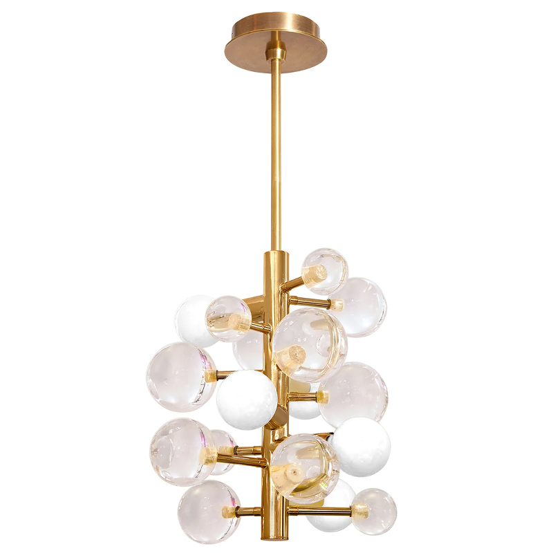 Светильник Jonathan Adler GLOBO FIVE-LIGHT CHANDELIER Clear Золотой Прозрачное Стекло Белый в Краснодаре | Loft Concept 