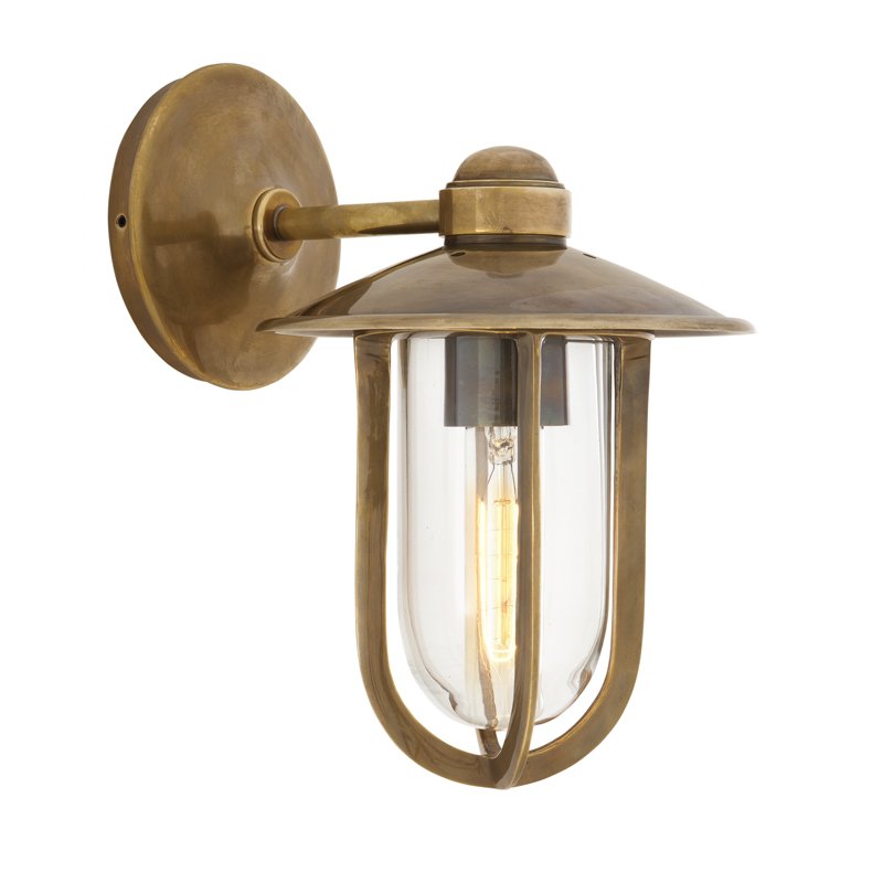 Бра Eichholtz Wall Lamp Seg Harbour Brass Латунь Античная полированная Прозрачное Стекло в Краснодаре | Loft Concept 