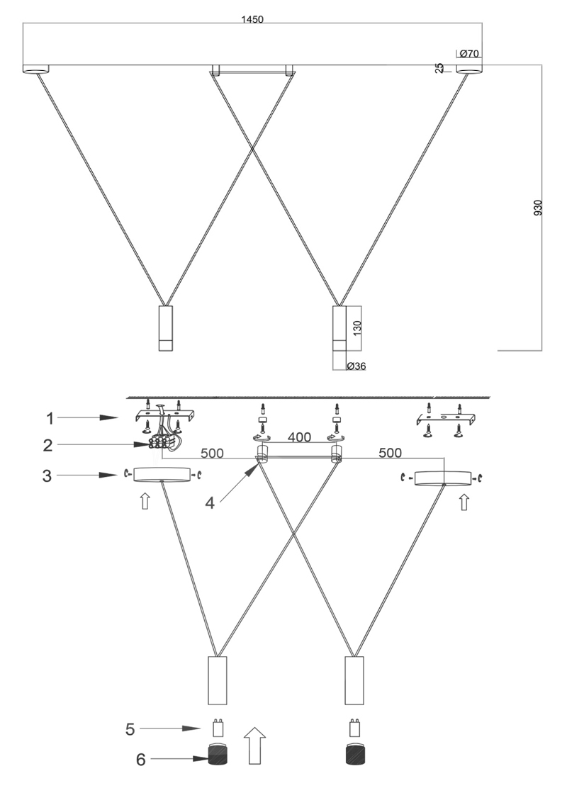 Wireflow LED White Suspension lam 2 патрона в Краснодаре