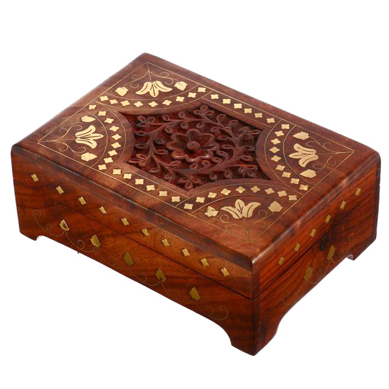 Шкатулка Fulari Indian Inlay Box Коричневый в Краснодаре | Loft Concept 