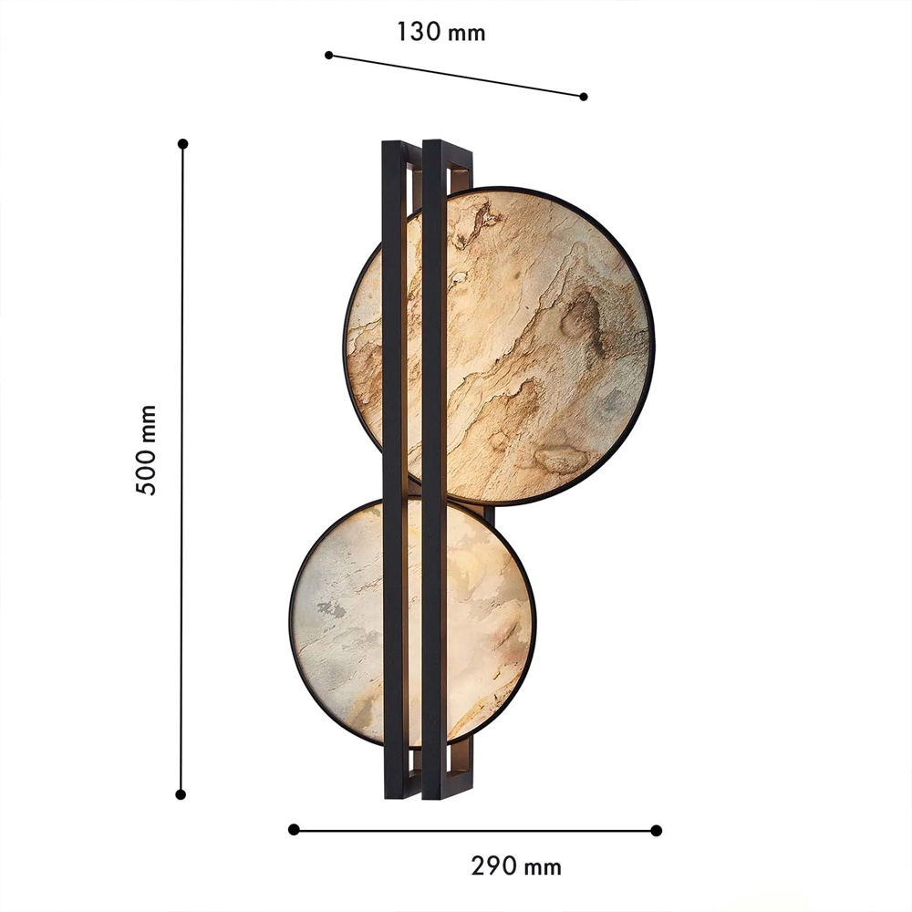 Бра из двух каменных дисков в металлической раме Constellation в Краснодаре