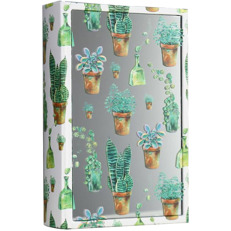 Шкатулка-книга Succulents Mirror Book Box Белый Зеленый Коричневый в Краснодаре | Loft Concept 