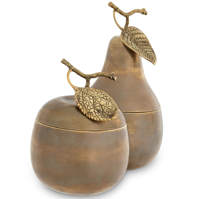 Комплект шкатулок Eichholtz Box Apple & Pear set of 2 brass Винтажная латунь в Краснодаре | Loft Concept 