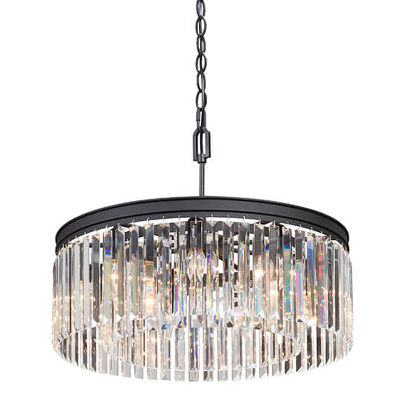 Люстра RH Rhys CLEAR GLASS Prism Round Chandelier прозрачное стекло 40 Черный матовый в Краснодаре | Loft Concept 