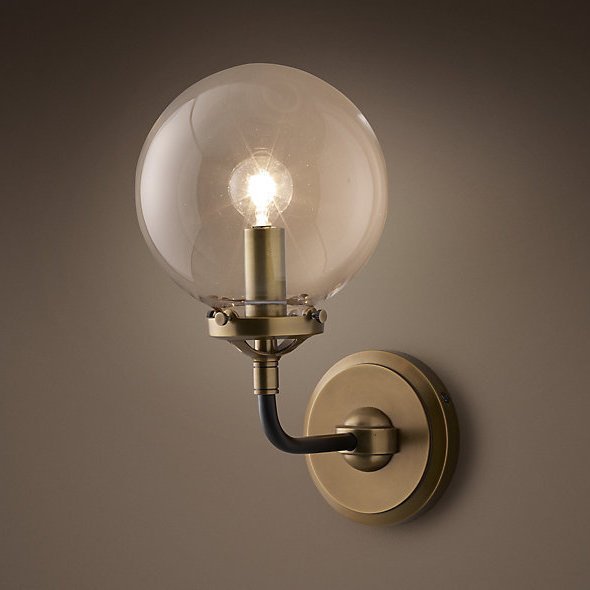 Бра Bistro Globe Clear Glass Single Sconce Brass  в Краснодаре | Loft Concept 