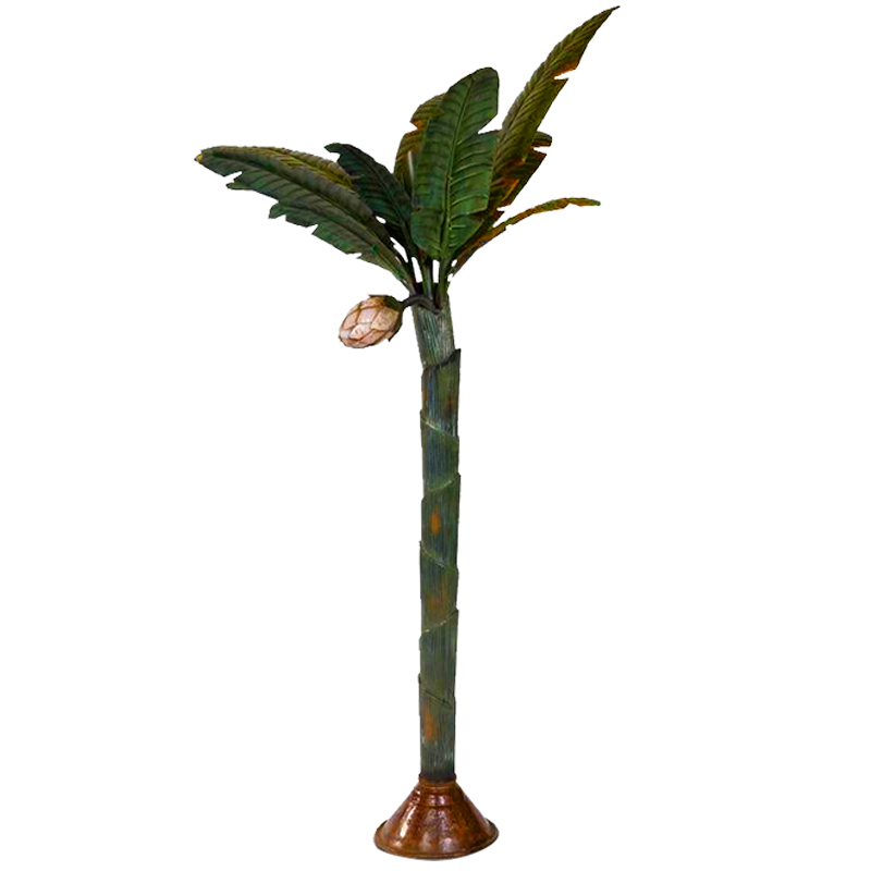 Торшер Дизайнерский Зеленый Банан Painted Metal Sculpture of Palm or Banana Tree and Flower Искусственная бурая ржавчина Зеленый в Краснодаре | Loft Concept 