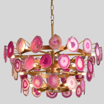 Люстра Agate Burst Chandelier 3 Round pink Розовый пастельный Золотой в Краснодаре | Loft Concept 