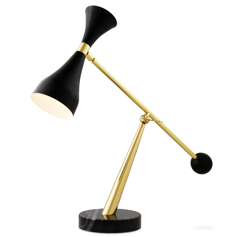 Настольная лампа Eichholtz Desk Lamp Cordero Черный Латунь Черный Мрамор Nero в Краснодаре | Loft Concept 