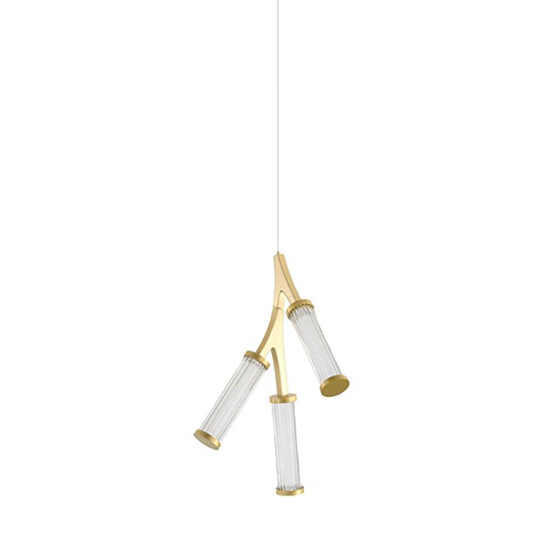 Люстра Cylinder Branches Chandelier Gold 3 Золотой Прозрачный в Краснодаре | Loft Concept 