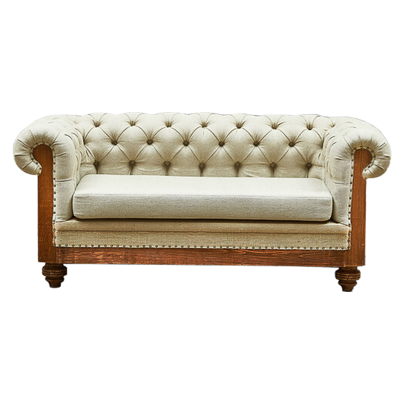 Диван Deconstructed Chesterfield Sofa double Ivory Linen ivory ( слоновая кость ) Коричневый в Краснодаре | Loft Concept 