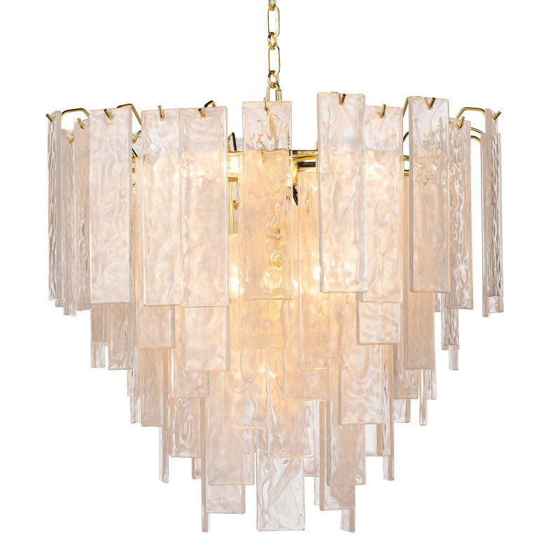 Люстра Textured Glass Chandelier Rectangular Pendants Золотой Прозрачный (Transparent) в Краснодаре | Loft Concept 