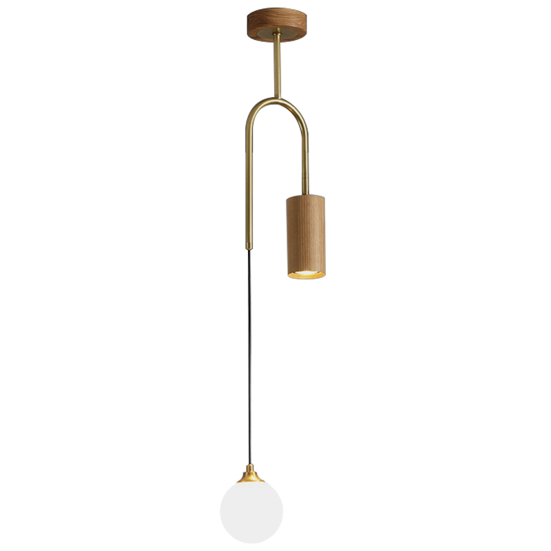 Потолочный светильник Ando Wooden Metal Brass Light 2 плафона Латунь Коричневый Древесина в Краснодаре | Loft Concept 