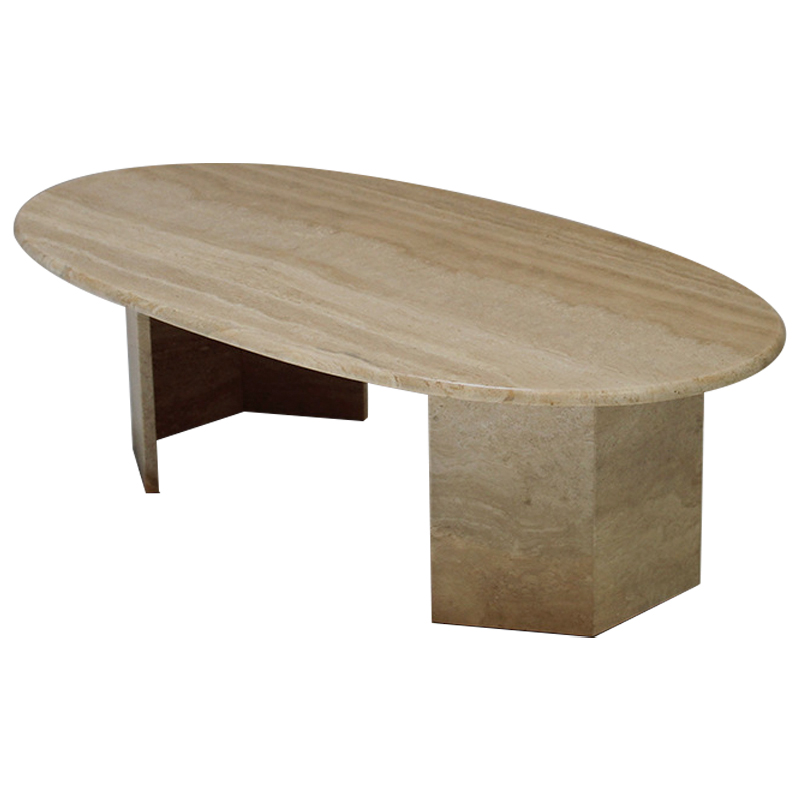 Кофейный стол Oval Travertine Coffee Table Коричневый в Краснодаре | Loft Concept 