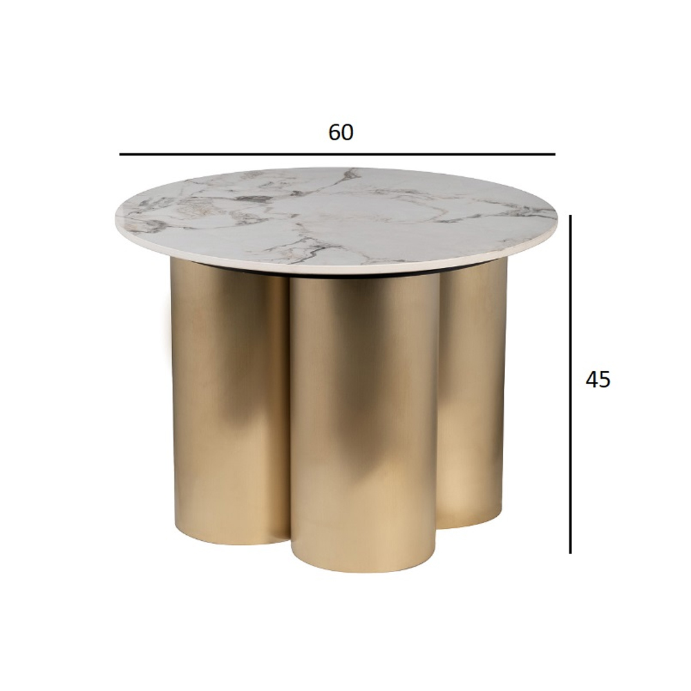 Стол журнальный круглый керамогранит белый Keramos в Краснодаре