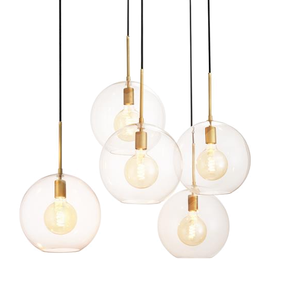 Люстра Chandelier Tango 5 light Латунь Античная полированная Темная бронза Прозрачное Стекло в Краснодаре | Loft Concept 