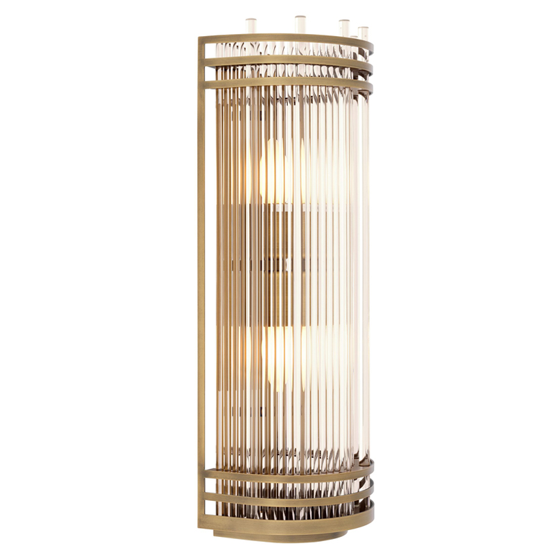 Бра Eichholtz Wall Lamp Gulf L Brass Латунь Античная полированная Прозрачный в Краснодаре | Loft Concept 