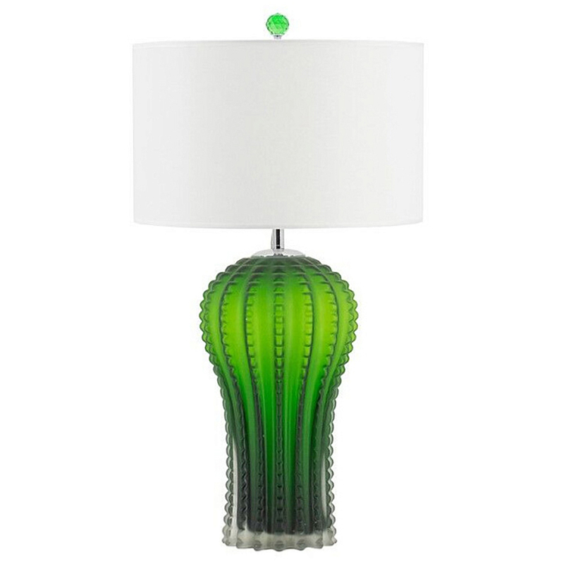 Настольная лампа с тканевым абажуром и основанием в форме кактуса Cactus Table Lamp Белый Зеленый в Краснодаре | Loft Concept 