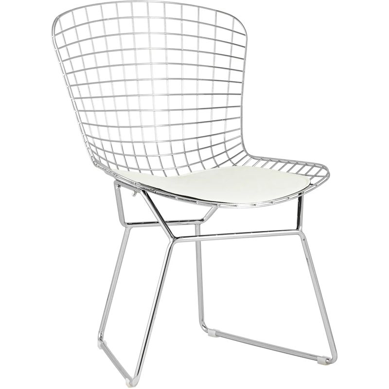 Стул Bertoia Chair Хромированный с Белой подушкой Хром Белый в Краснодаре | Loft Concept 