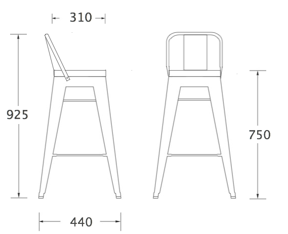 Барный стул Tolix Bar Stool 75 Backed в Краснодаре