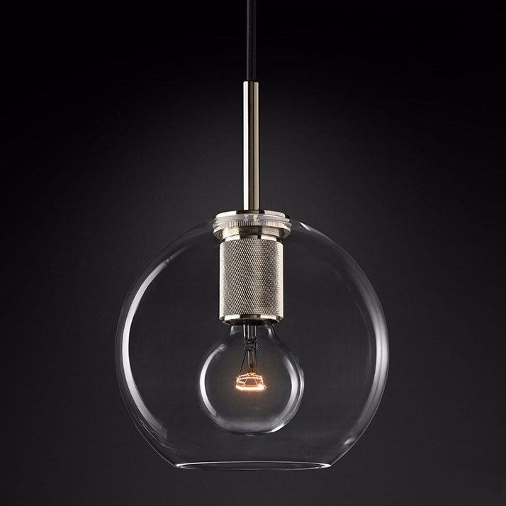 Подвесной светильник RH Utilitaire Globe Pendant Silver Никель Прозрачное Стекло в Краснодаре | Loft Concept 