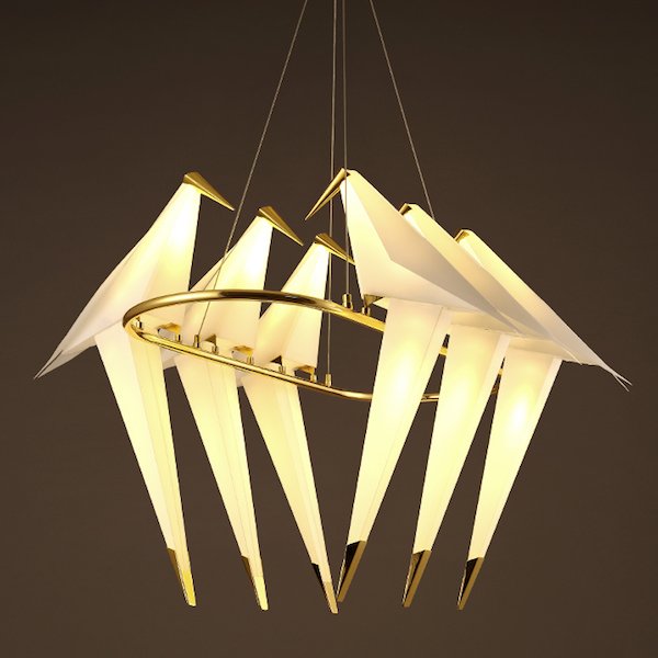 Люстра Origami Bird Chandelier 6 Бежево-серый Золотой в Краснодаре | Loft Concept 