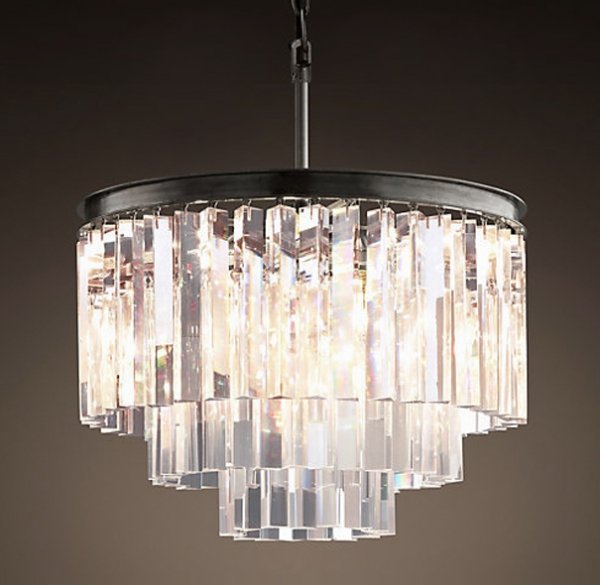 Люстра RH 1920s Odeon Clear Glass Fringe Chandelier - 3 rings Черный в Краснодаре | Loft Concept 