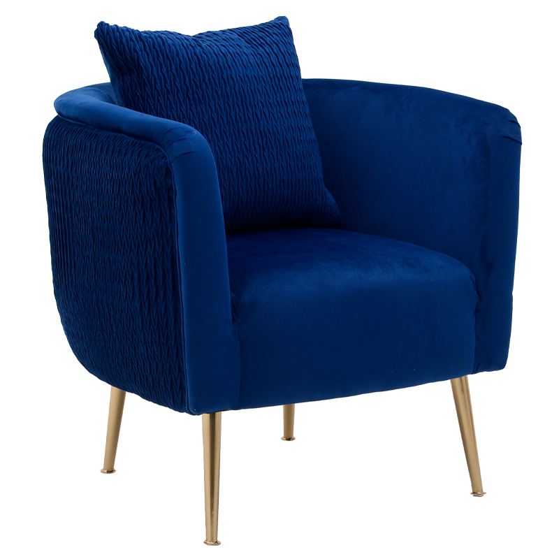 Кресло Yvette Armchair Blue Синий Глянцевое золото в Краснодаре | Loft Concept 