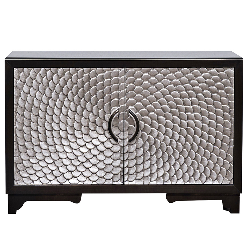 Комод с рельефным орнаментом Рыбья чешуя Fish scales Chest of drawers Черный Серебряный в Краснодаре | Loft Concept 