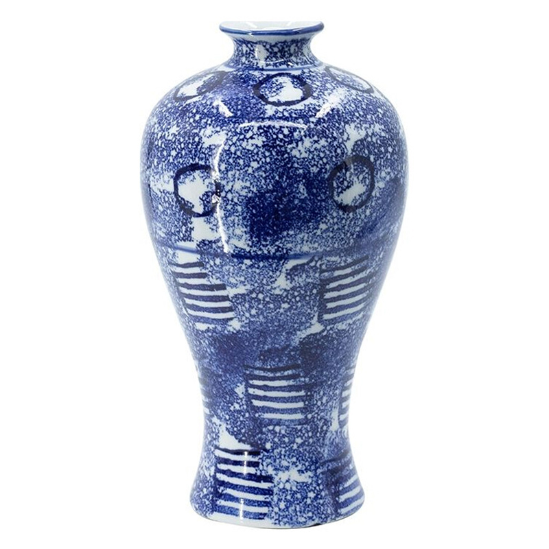 Ваза из фарфора сине-белого цвета Blue & White Ornament Белый Синий Ваза из фарфора сине-белого цвета Blue & White Ornament Белый Синий в Краснодаре | Loft Concept