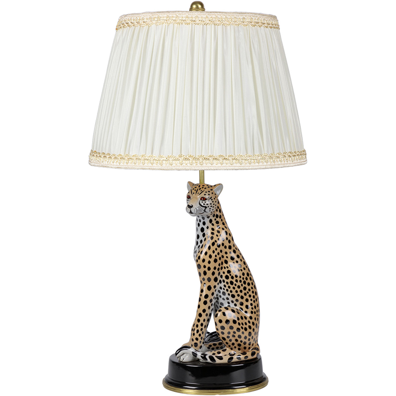 Настольная лампа с абажуром Leopard Table Lamp Кремовый Коричневый Черный в Краснодаре | Loft Concept 