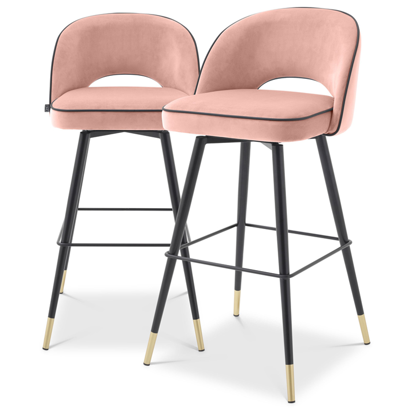 Комплект барных стульев Eichholtz Bar Stool Cliff set of 2 nude Розовый пастельный Черный Латунь в Краснодаре | Loft Concept 