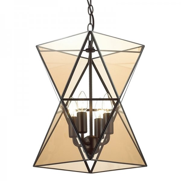 Люстра PolyPyramid Glass Pendant 4 Cognac Прозрачный в Краснодаре | Loft Concept 