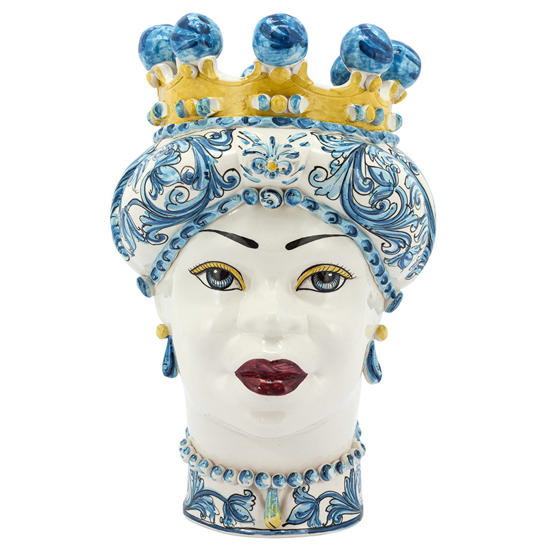 Ваза VASE MORO LADY CROWN blue Желтый Синий в Краснодаре | Loft Concept 