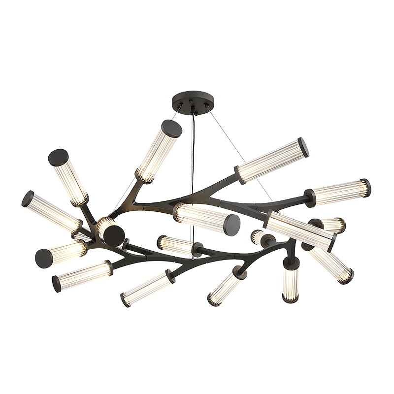 Люстра Cylinder Branches Chandelier Ring Black Черный Прозрачный в Краснодаре | Loft Concept 