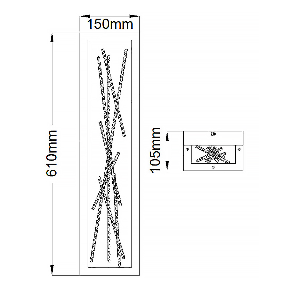 Бра в прямоугольной черной рамке с декором в виде ветвей в золотой отделке Hinkley в Краснодаре