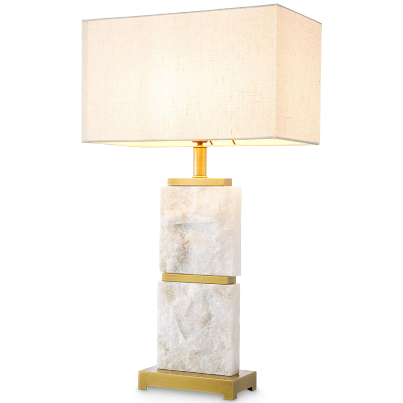 Настольная лампа Eichholtz Table Lamp Newton L Marble Кремовый Латунь Белый Мрамор Bianco в Краснодаре | Loft Concept 