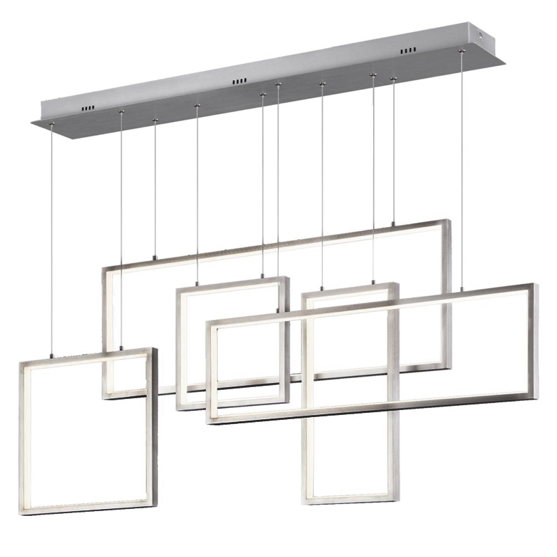 Люстра Rectangle Geometry Chandelier Nickel 5 Никель Сатин в Краснодаре | Loft Concept 