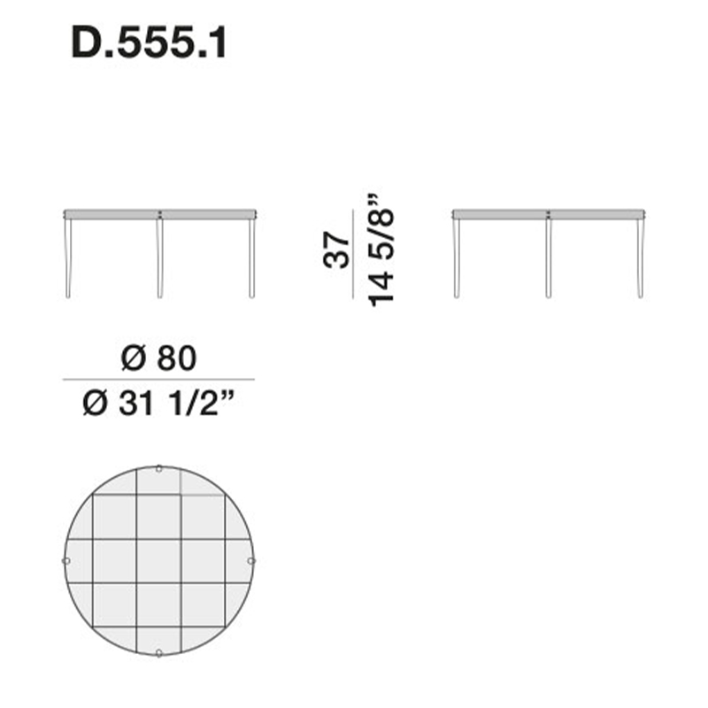 Дизайнерский круглый кофейный стол со стеклянной столешницей Gio Ponti D.555.1 Coffee Table в Краснодаре