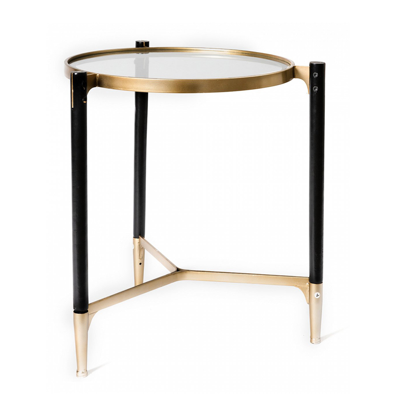 Приставной столик Black & Gold Table round Черный матовое золото в Краснодаре | Loft Concept 