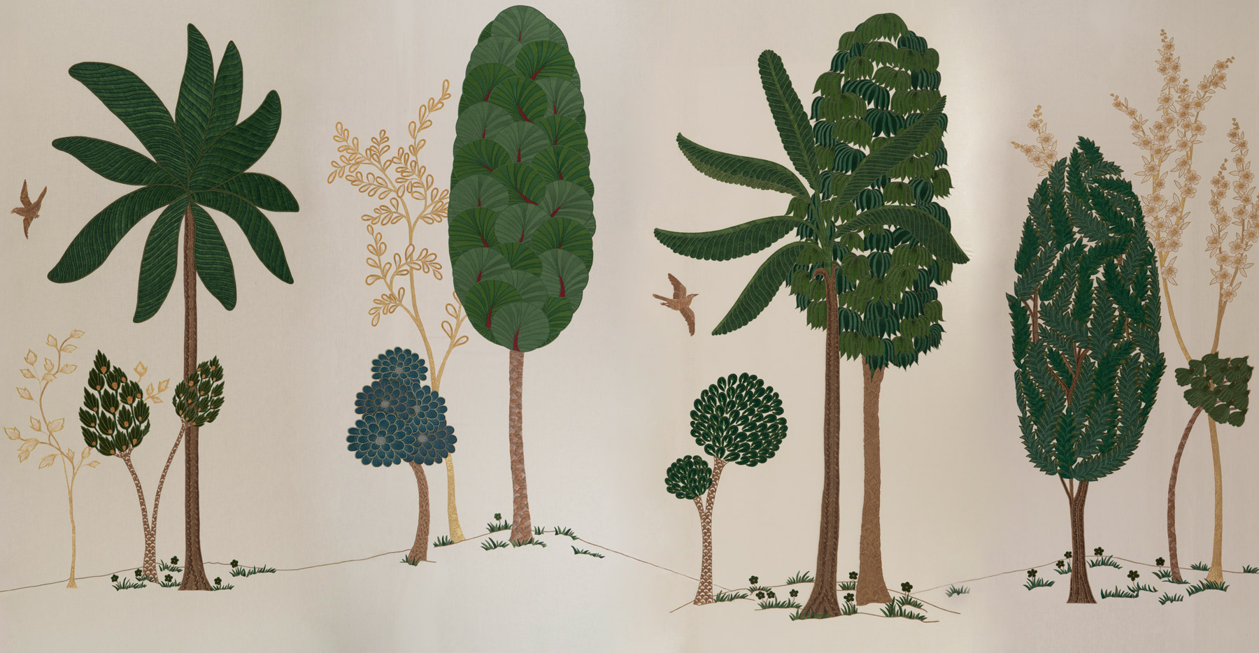 Обои ручная роспись Mughal Trees Original colourway on linen - постер Loft-Concept в Краснодаре