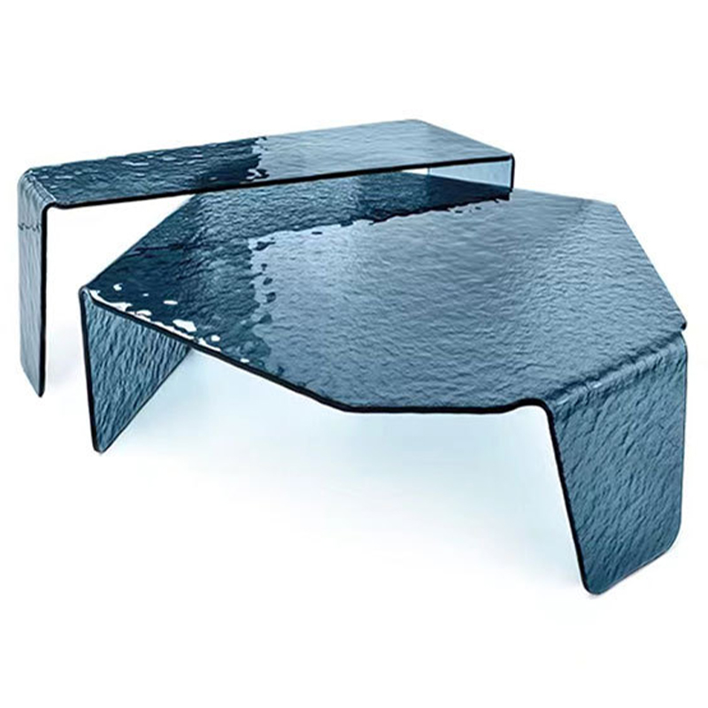 Комплект кофейных столиков Water Surface Glass Coffee Tables Синий в Краснодаре | Loft Concept 