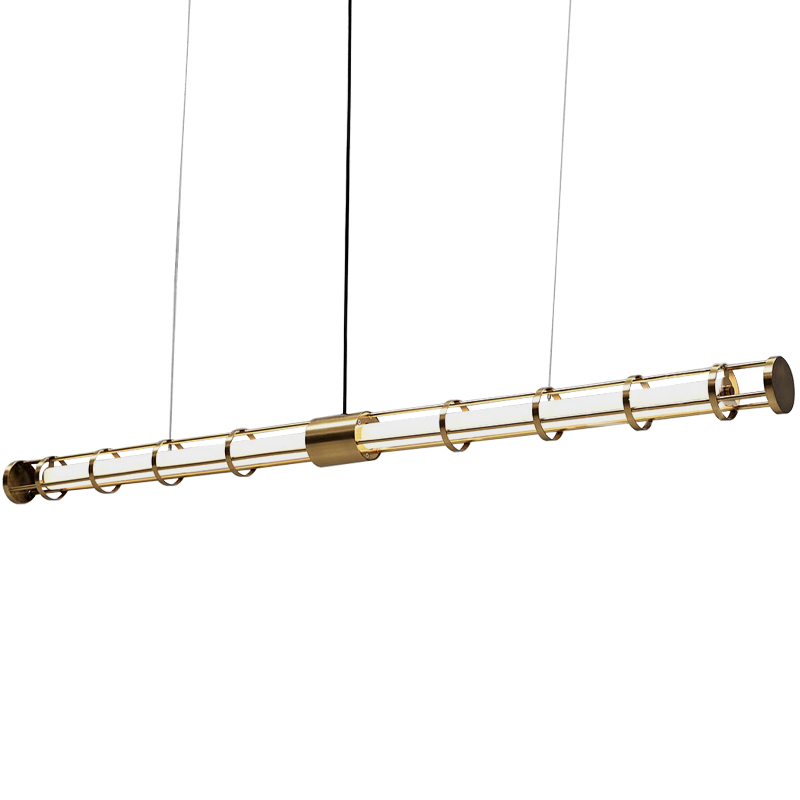 Линейный подвесной светильник Awais Rigs Linear Hanging Lamp Золотой Белый в Краснодаре | Loft Concept 