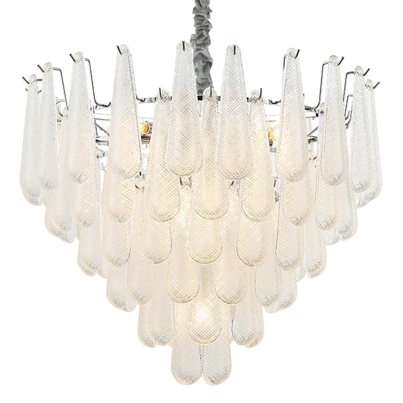 Люстра Textured Glass Drops Chandelier 19 Белый Хром в Краснодаре | Loft Concept 